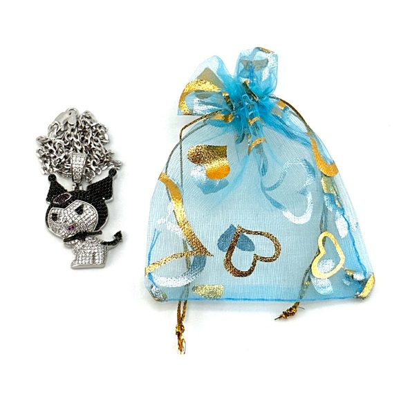 Iced Out 925 Sterling Silver Round Cut 3D Kuromi Necklace - Picture 10 of 10